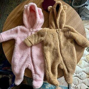 Baby bunting suits - Pink and Tan